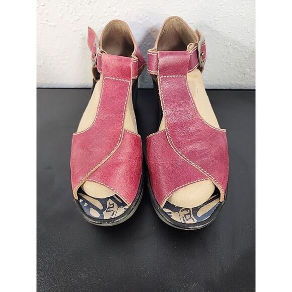 Fly London Red Wedge Strap Sandals Size 8-8.5 / 39 - Picture 2 of 10